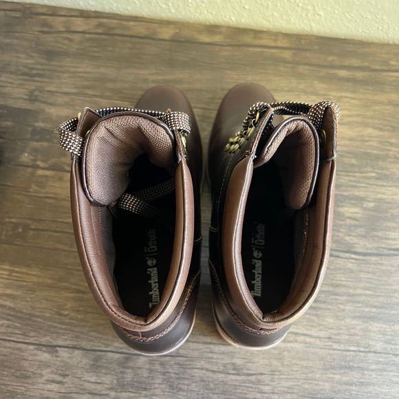Timberland Allington 5” Hiker Heeled Boots Brown‎ Full Grain Leather Womens Sz 9 - Picture 6 of 7